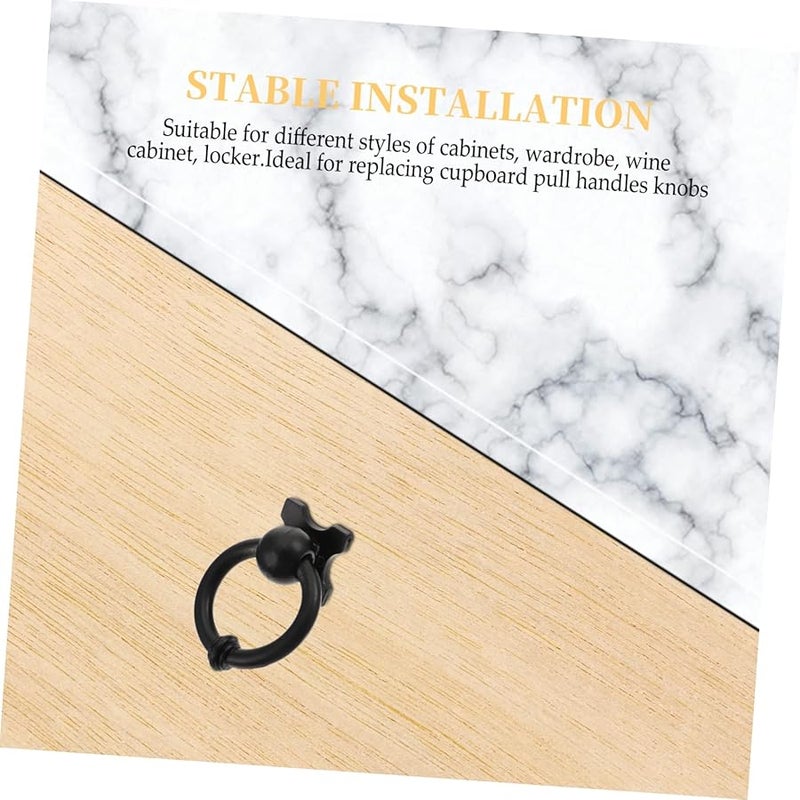 Black Zinc Alloy Cabinet Pull Handles 10pcs Single Hole Furniture Knobs Rust Resistant Smooth Finish - Image 2